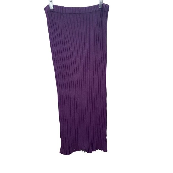 Shape FX Dark Purple Wide Ribbed Pull On Maxi Long Skirt Sz M - Picture 2 of 8